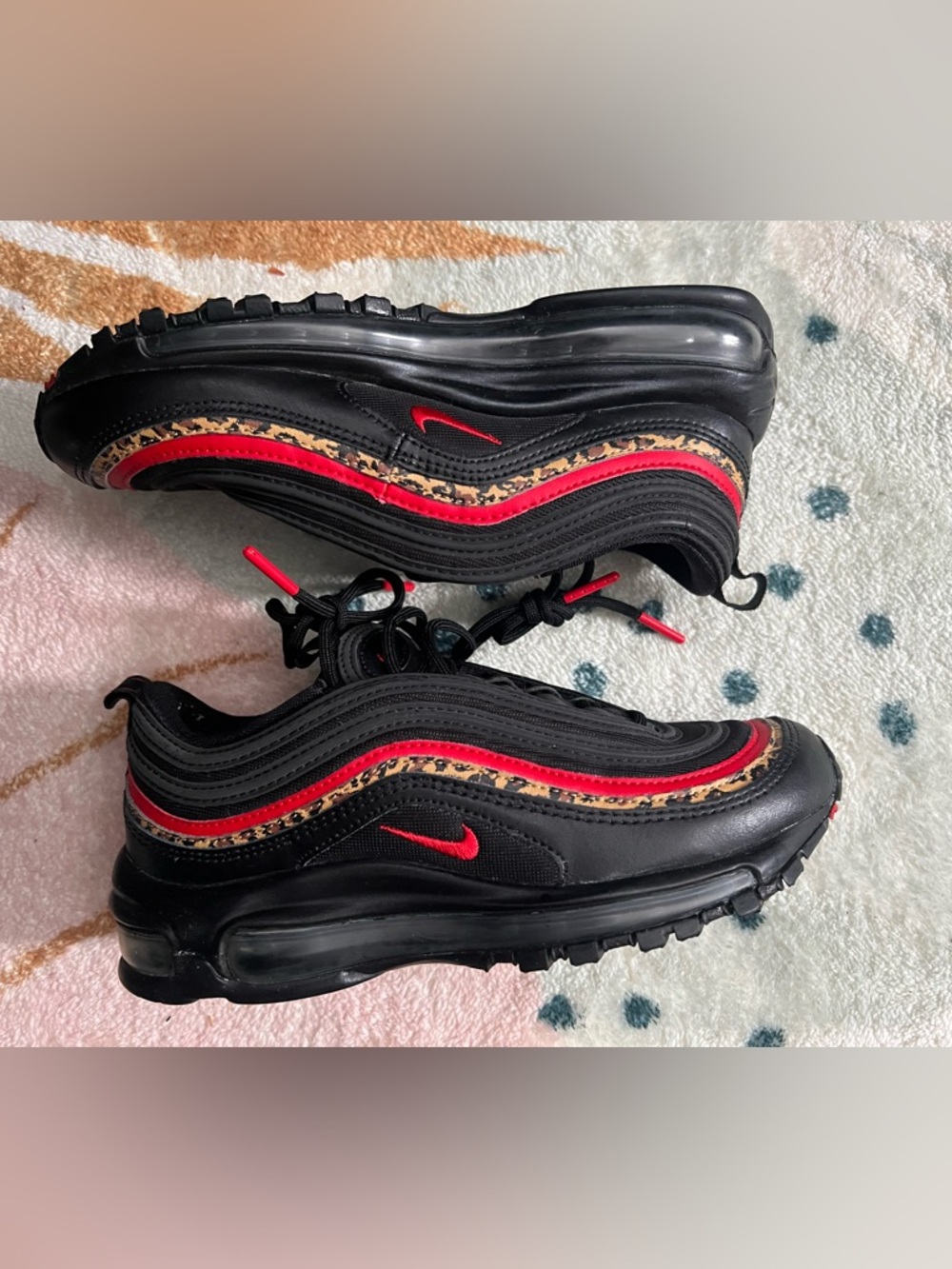 Nike Women’s Air Max 97 Black Red Leopard Accent Athletic Shoes - Size 6